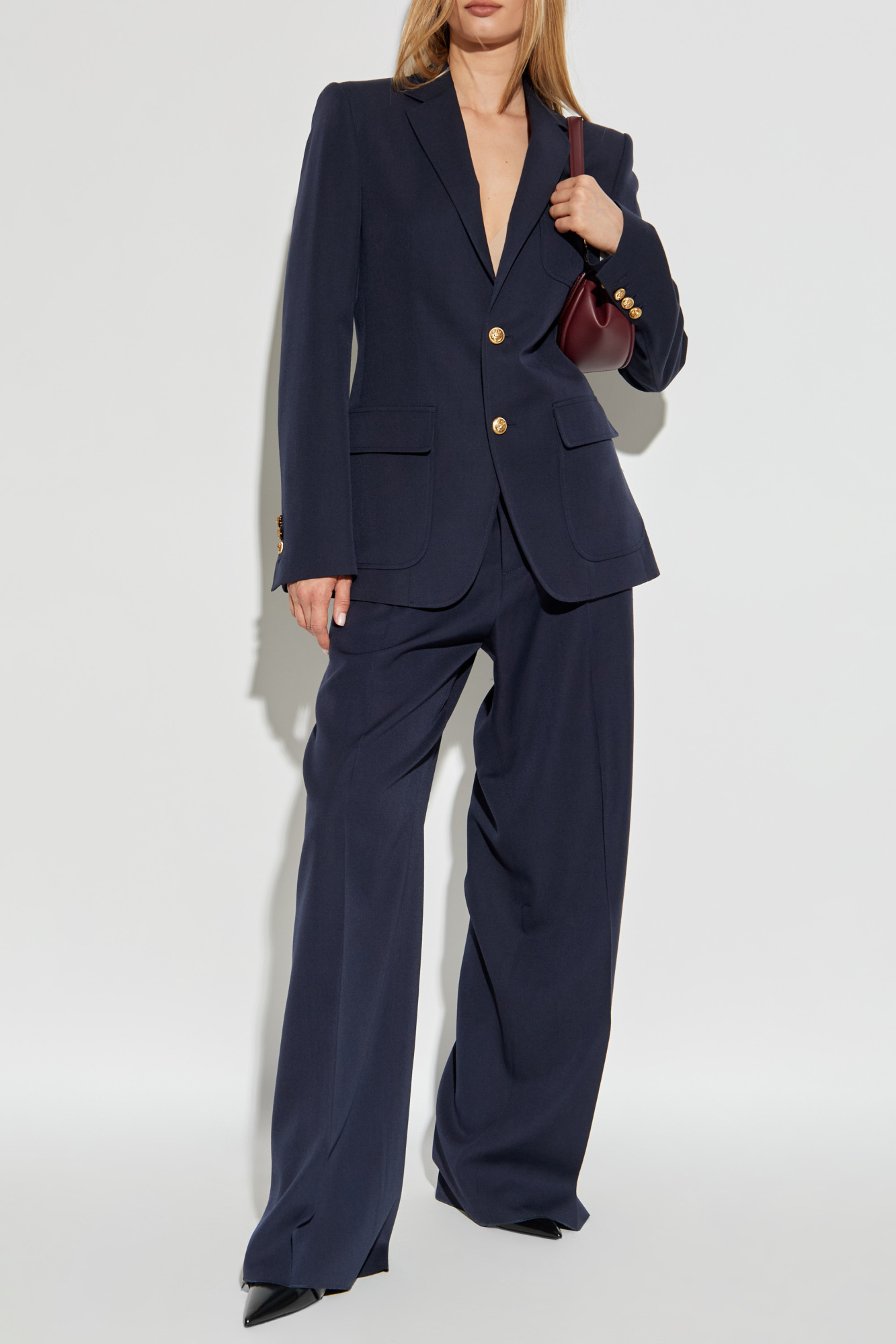 Wool Trousers, Women's, Navy Blue