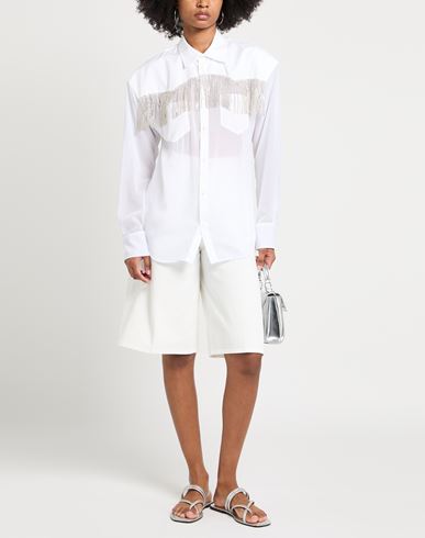 Dsquared2 Woman Shirt White Size 2 Polyester, Cotton, Glass