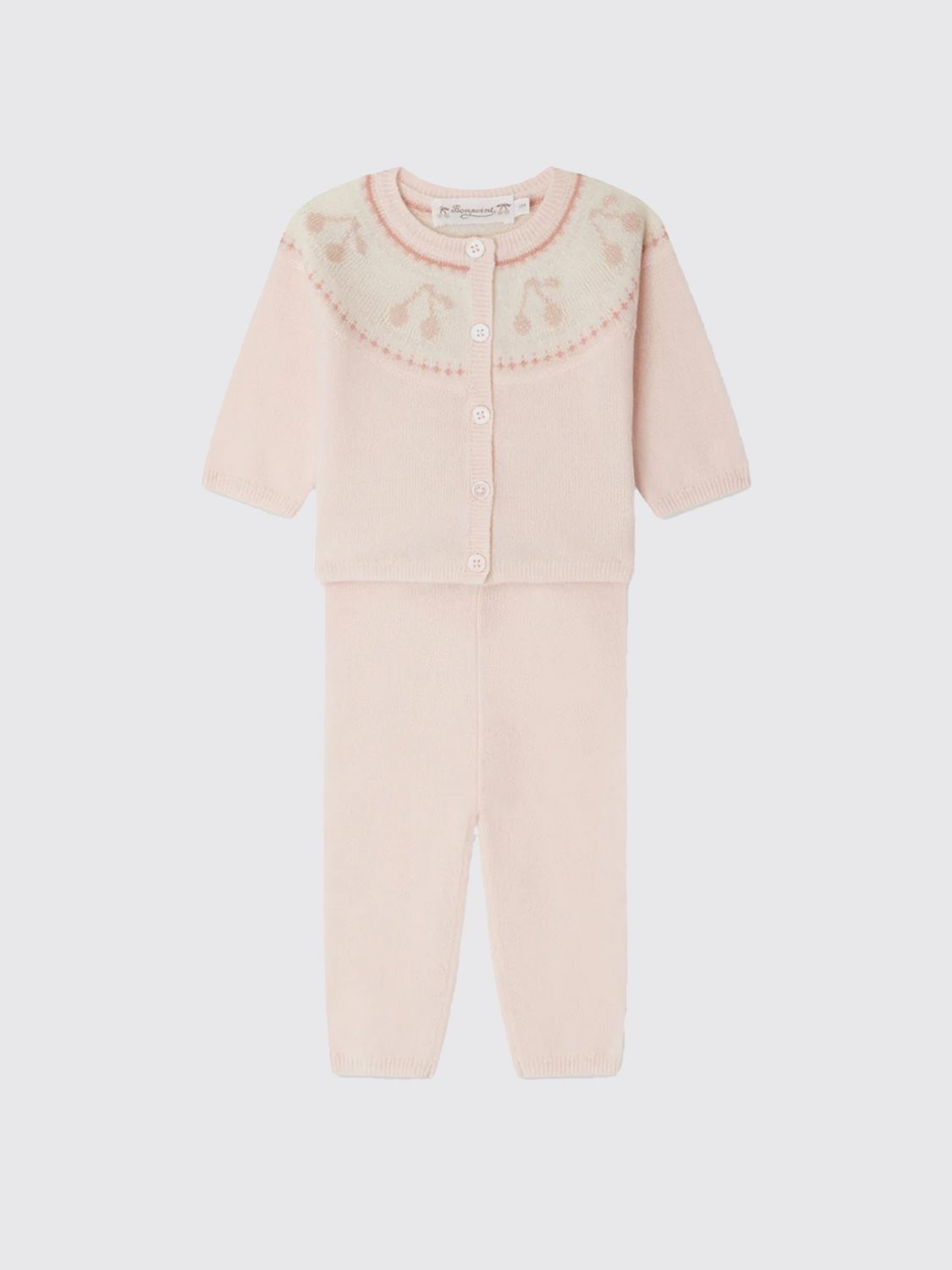 Embroidered knitted trouser set - Pink