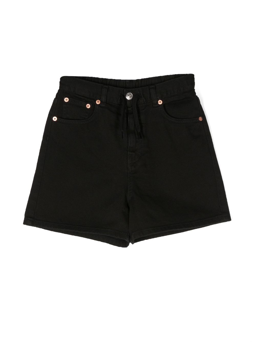 Drawstring-waist straight-leg shorts - Black