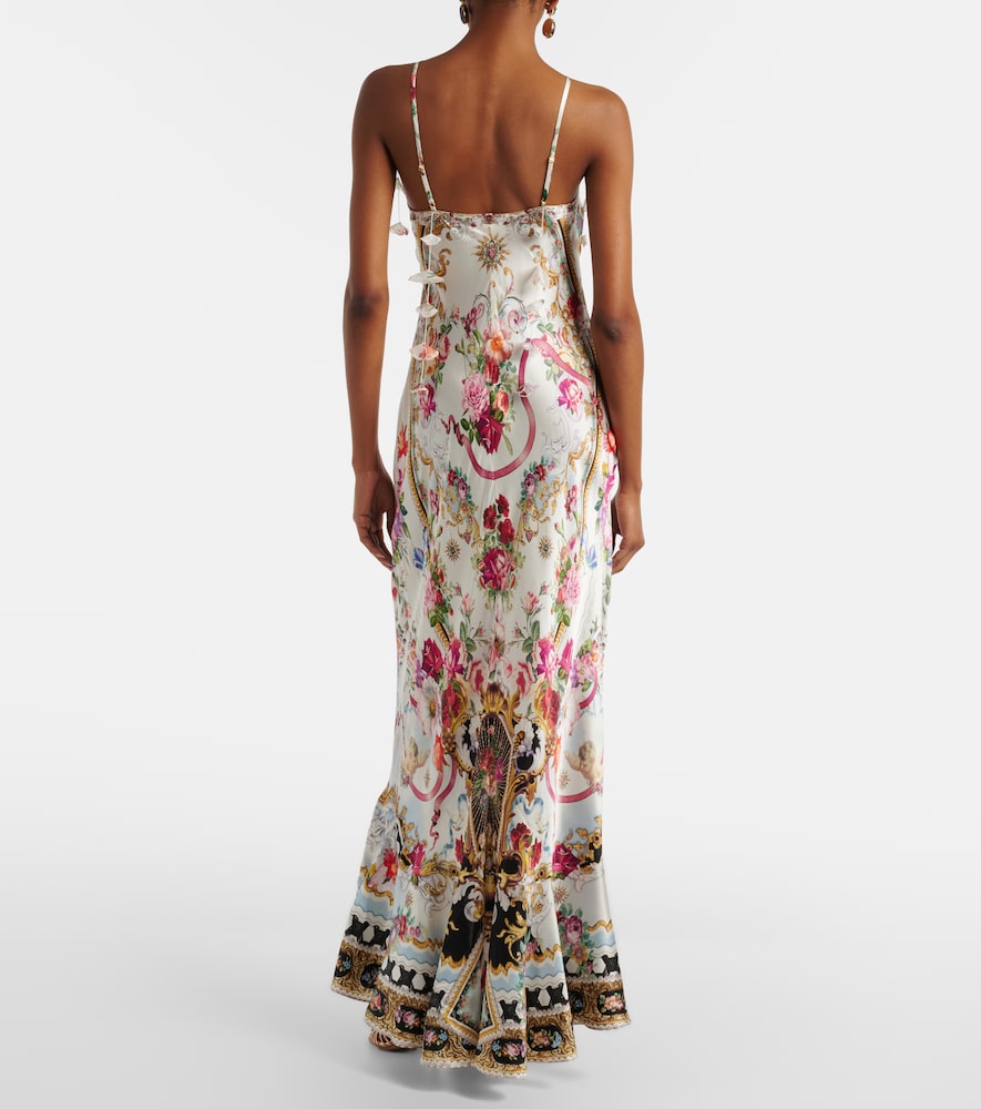 Floral silk satin maxi dress