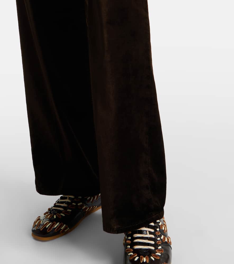 Le Slim Palazzo cotton-blend velvet wide-leg pants