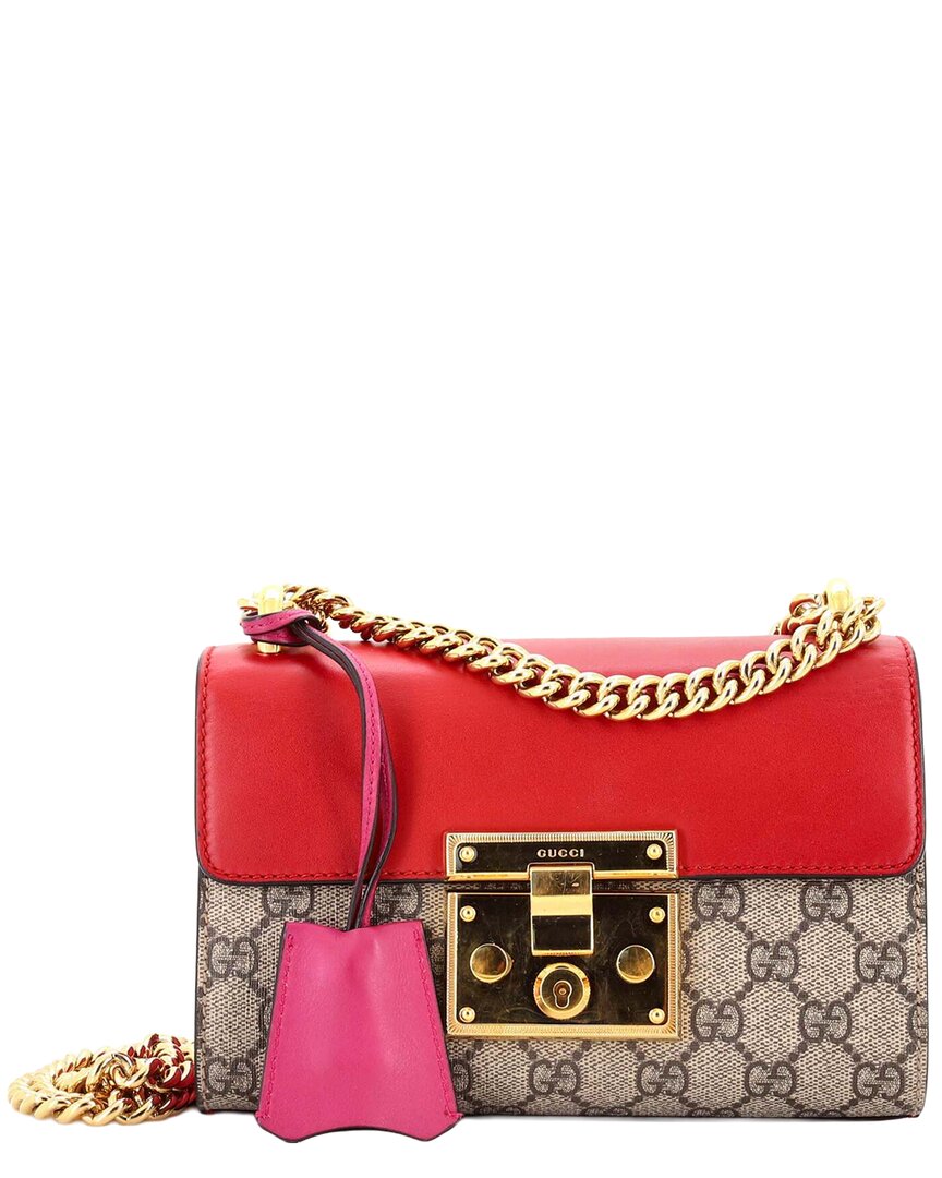 Red Gg Coated Canvas & Leather Padlock Shoulder Bag Small (Authentic Pre-Loved)