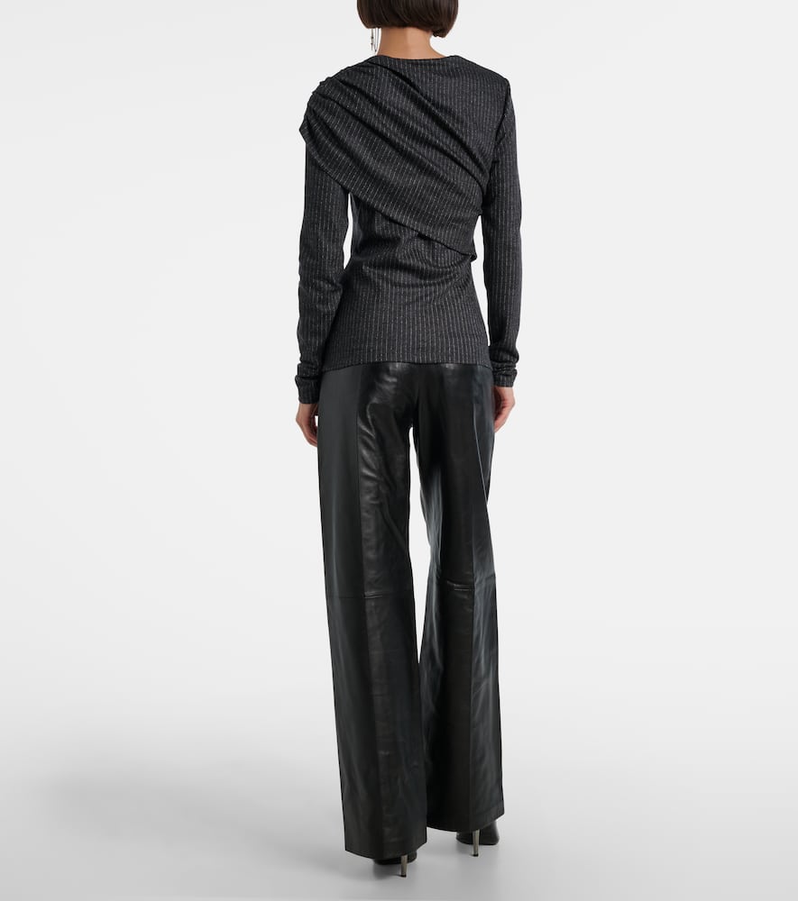 Asna chalk stripe wool and cotton top