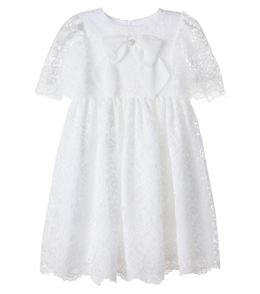 Bow-detail lace dress