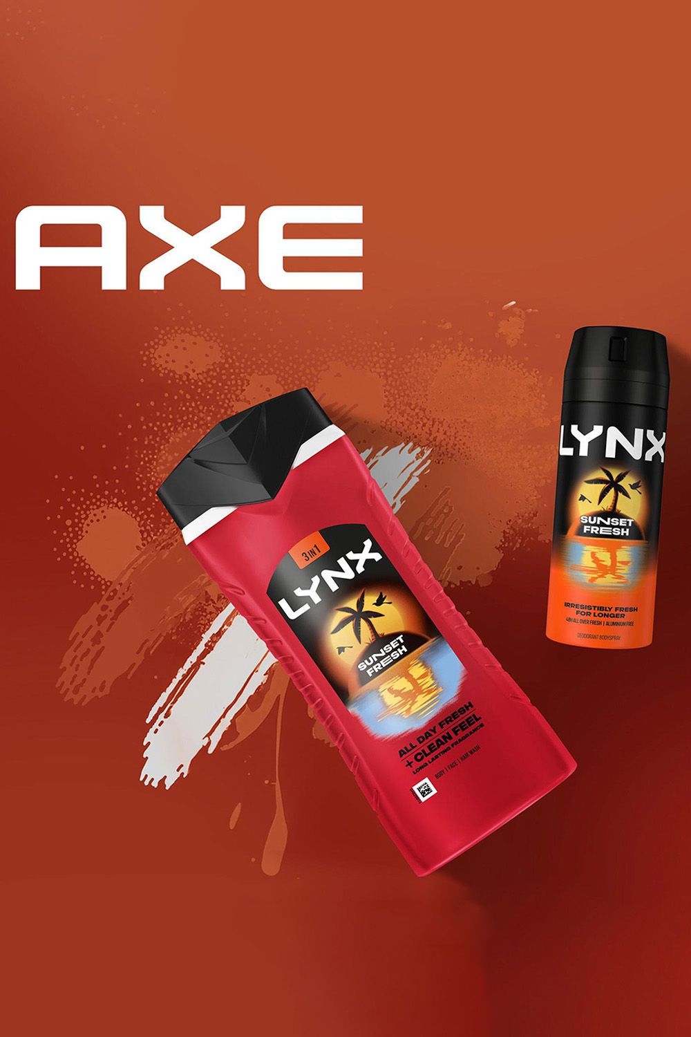 Lynx Sunset Fresh Body Wash, 500Ml With Body Spray, 250Ml In Red