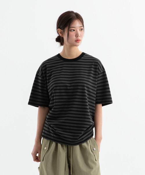 Oversized 1:1 Stripe Short Sleeve T-Shirt