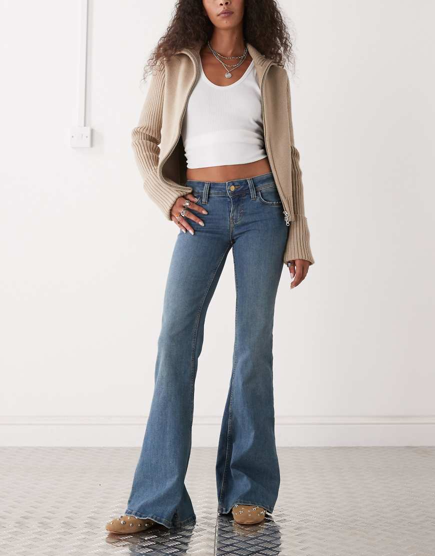 Flare low stretch jeans in blue