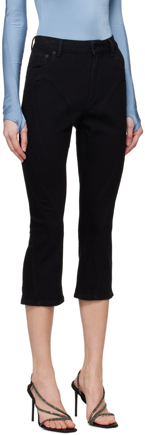 Mugler Black Spiral Crop Jeans