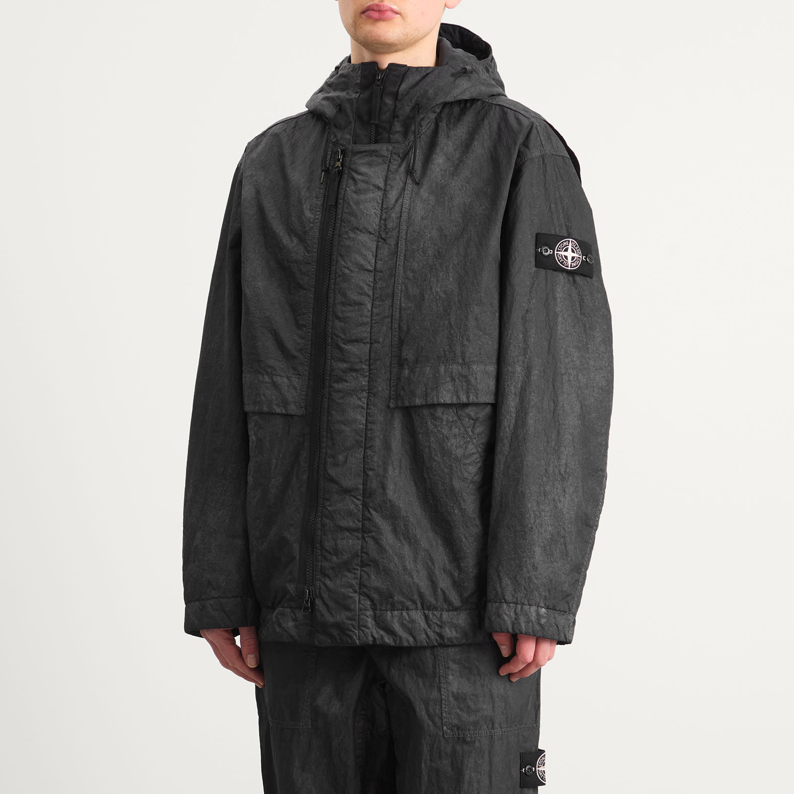 Men's Dense Nylon-TC Hand Sprayed Reflective Short Pa Black