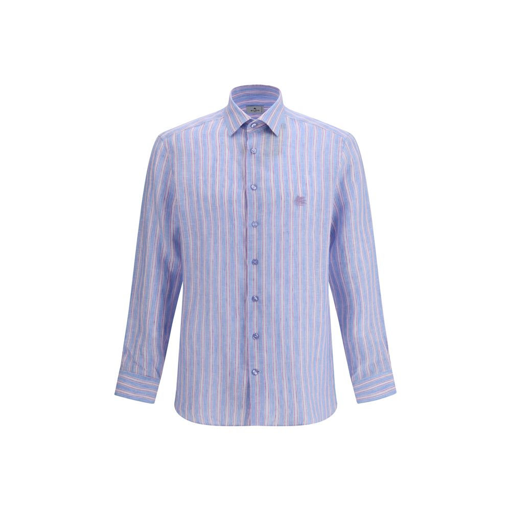 Striped Linen Shirt — Blue