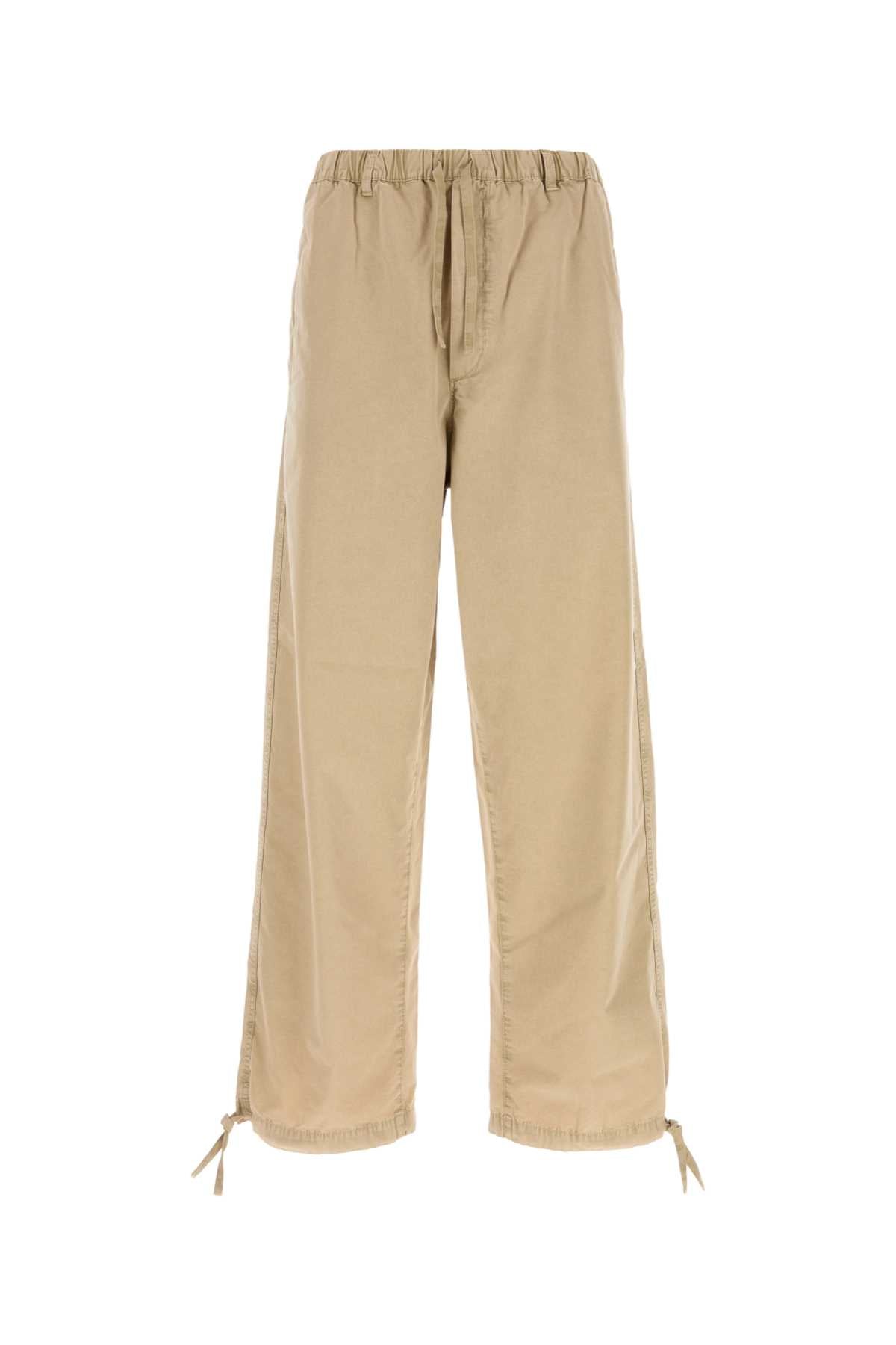 Cotton Blend Trousers — Beige