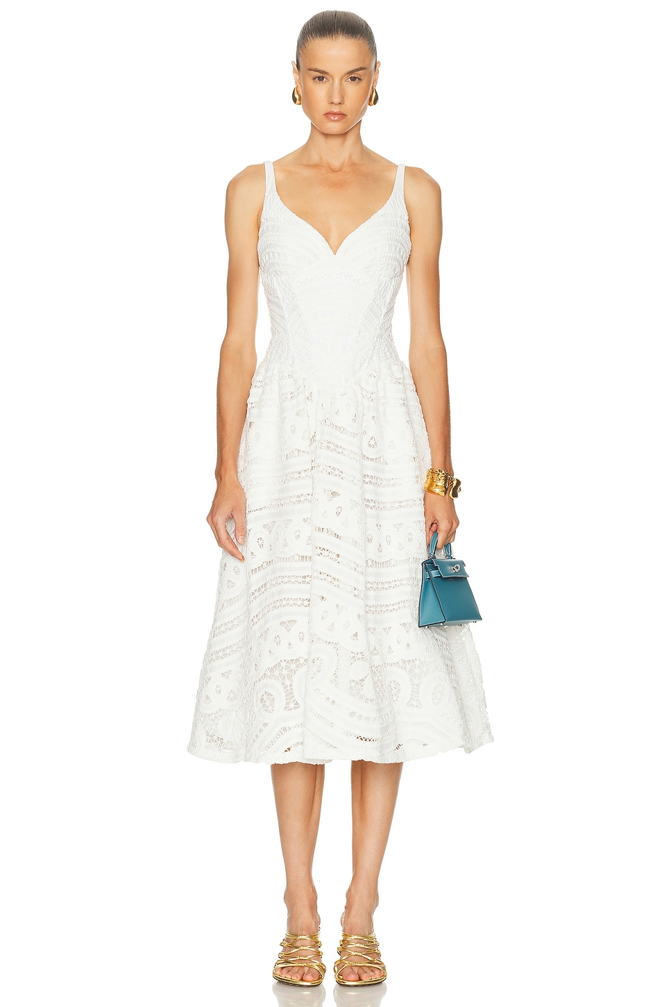 PatBO Rhythmic Lace Midi Dress in Off White - White.  6 also in 0, 2