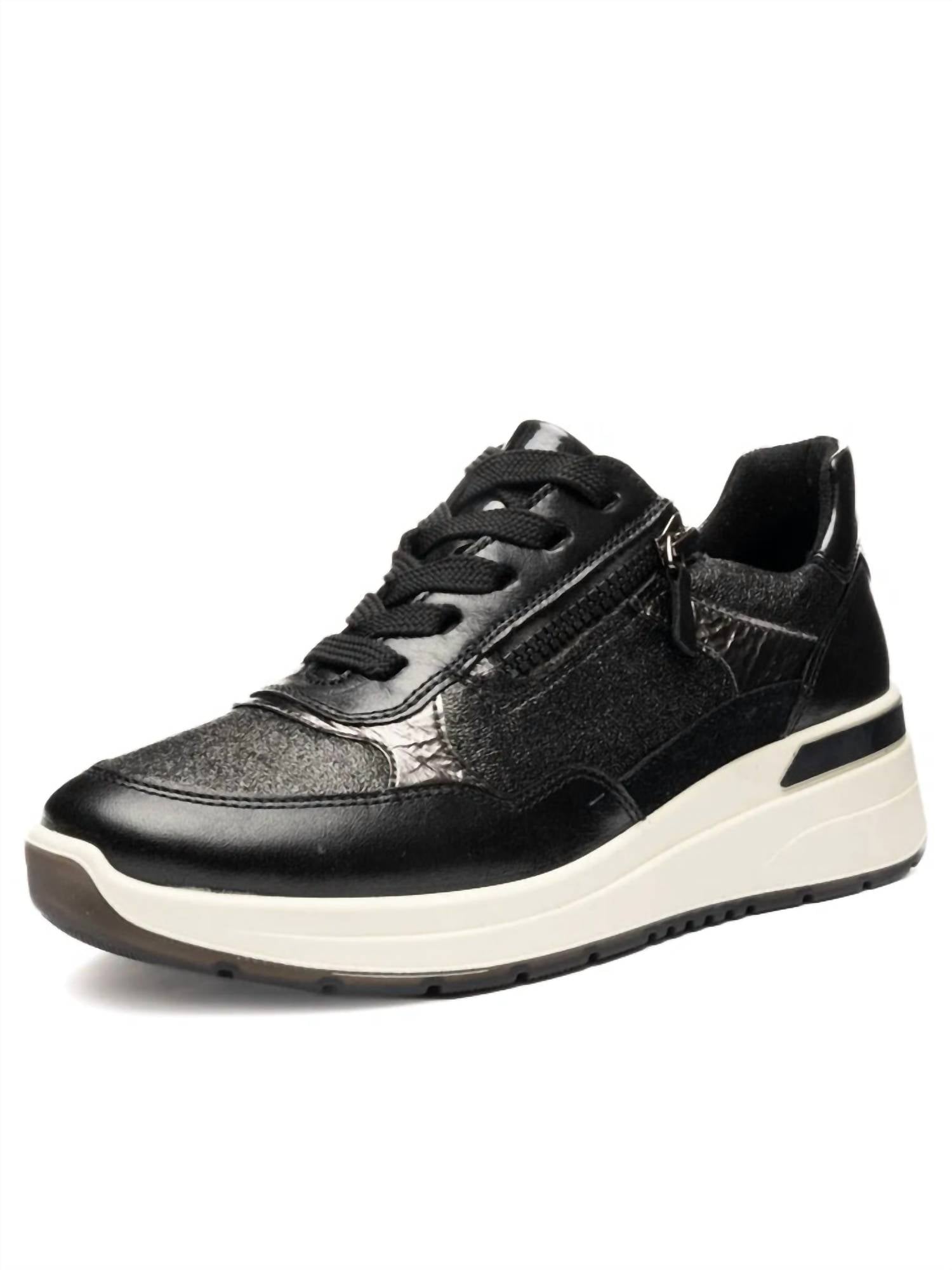 Women's Gardenia Sneaker In Black/steel/mirror