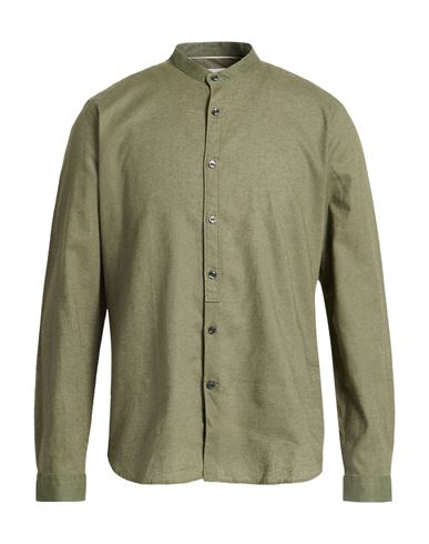 Man Shirt Military green Size 17 Linen, Cotton