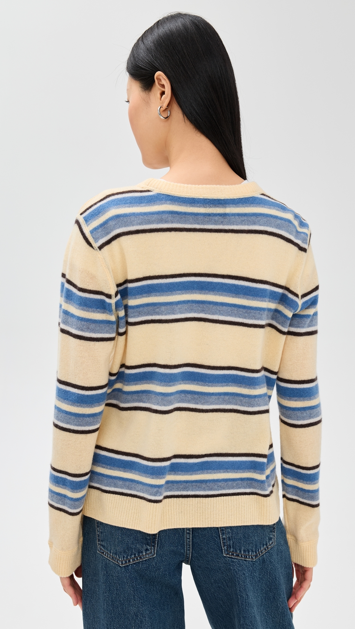 Cashmere Boyfriend Sweater Parmesan Multi Stripe 