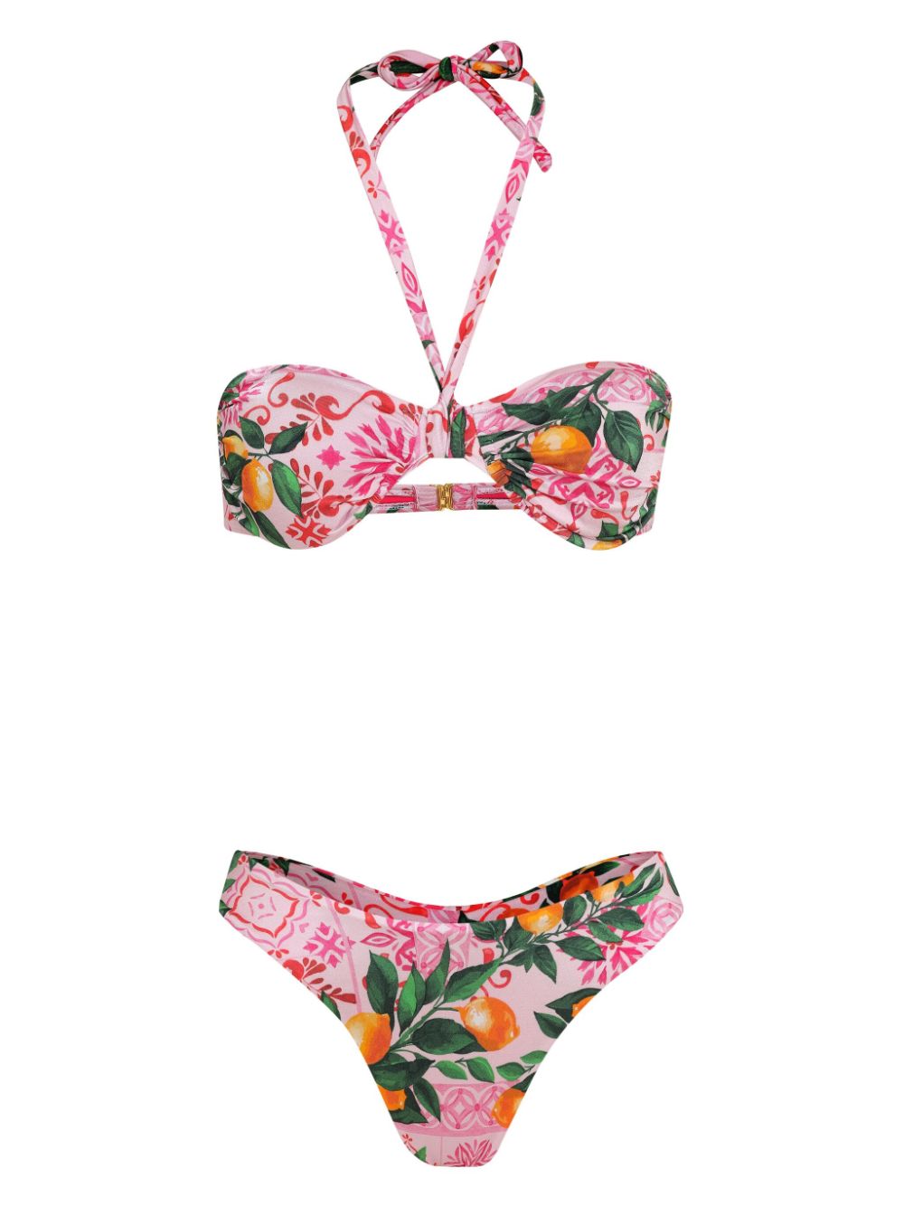 Lemon-print bikini set - Pink