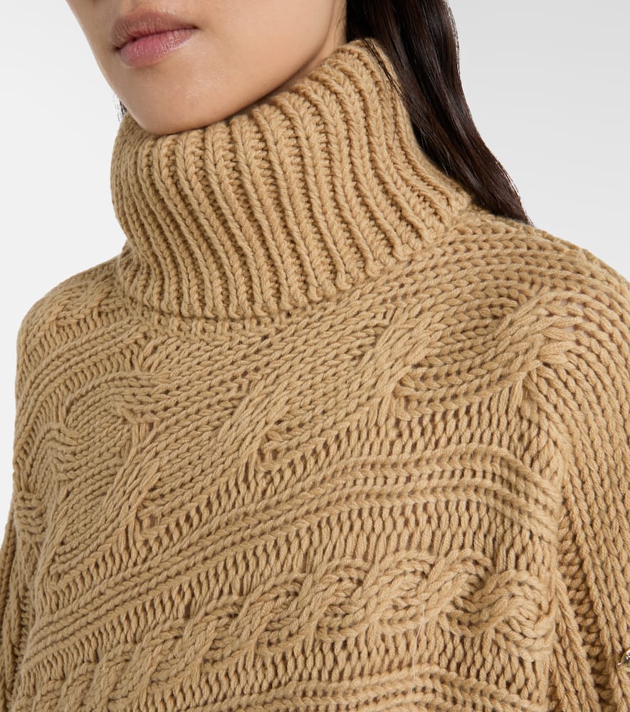 Asymmetric turtleneck wool-blend sweater