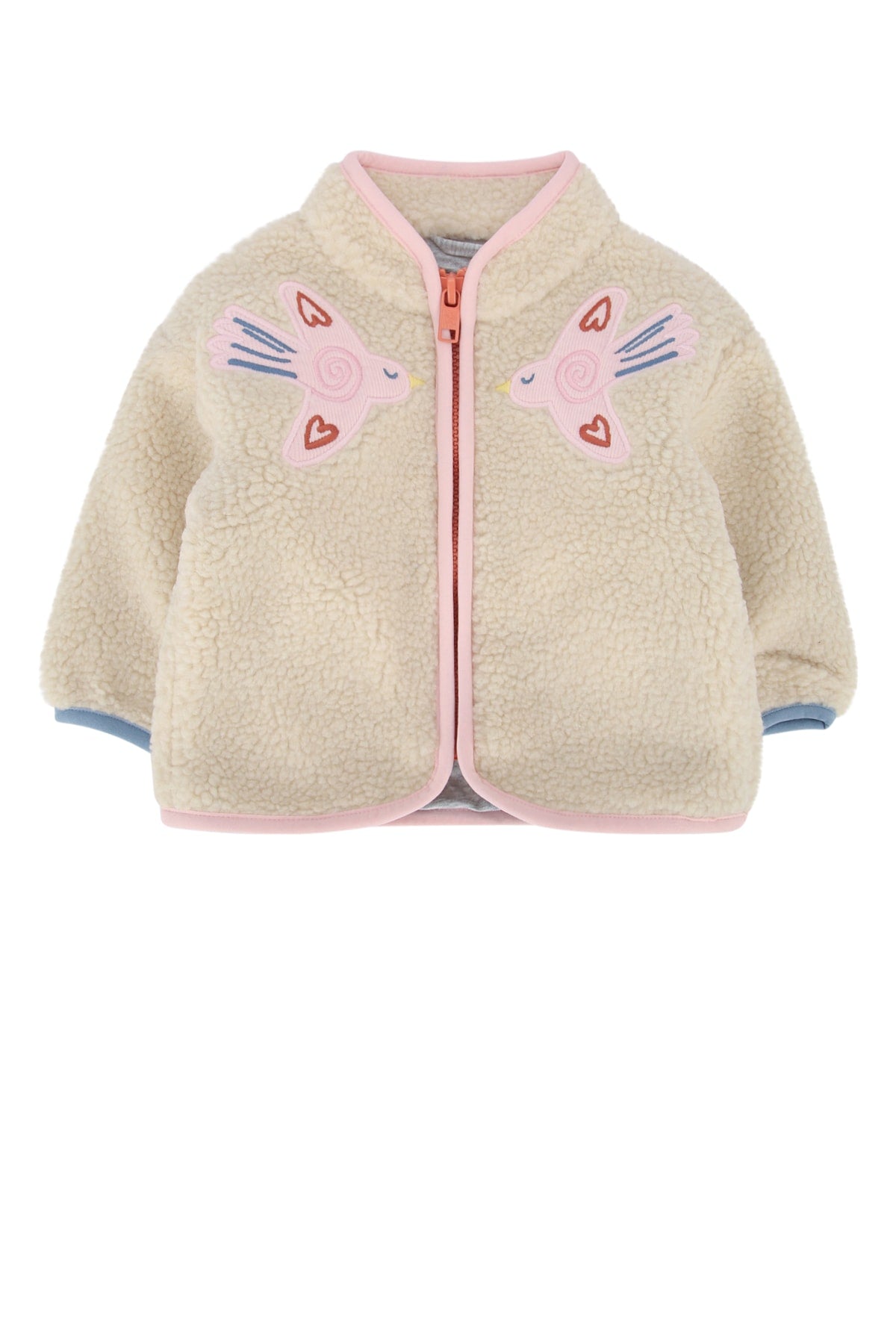 Embroidered-Detail Fleece Sweatshirt — Beige