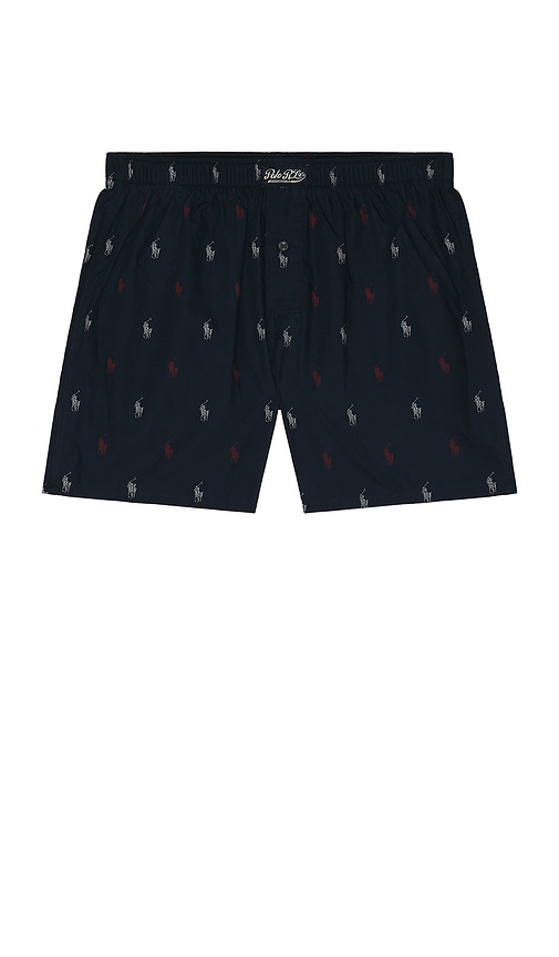 Polo Ralph Lauren All Over Print Woven Boxer in Cruise Navy & RL2000 Red - Navy. L also in S, M, XL/1X