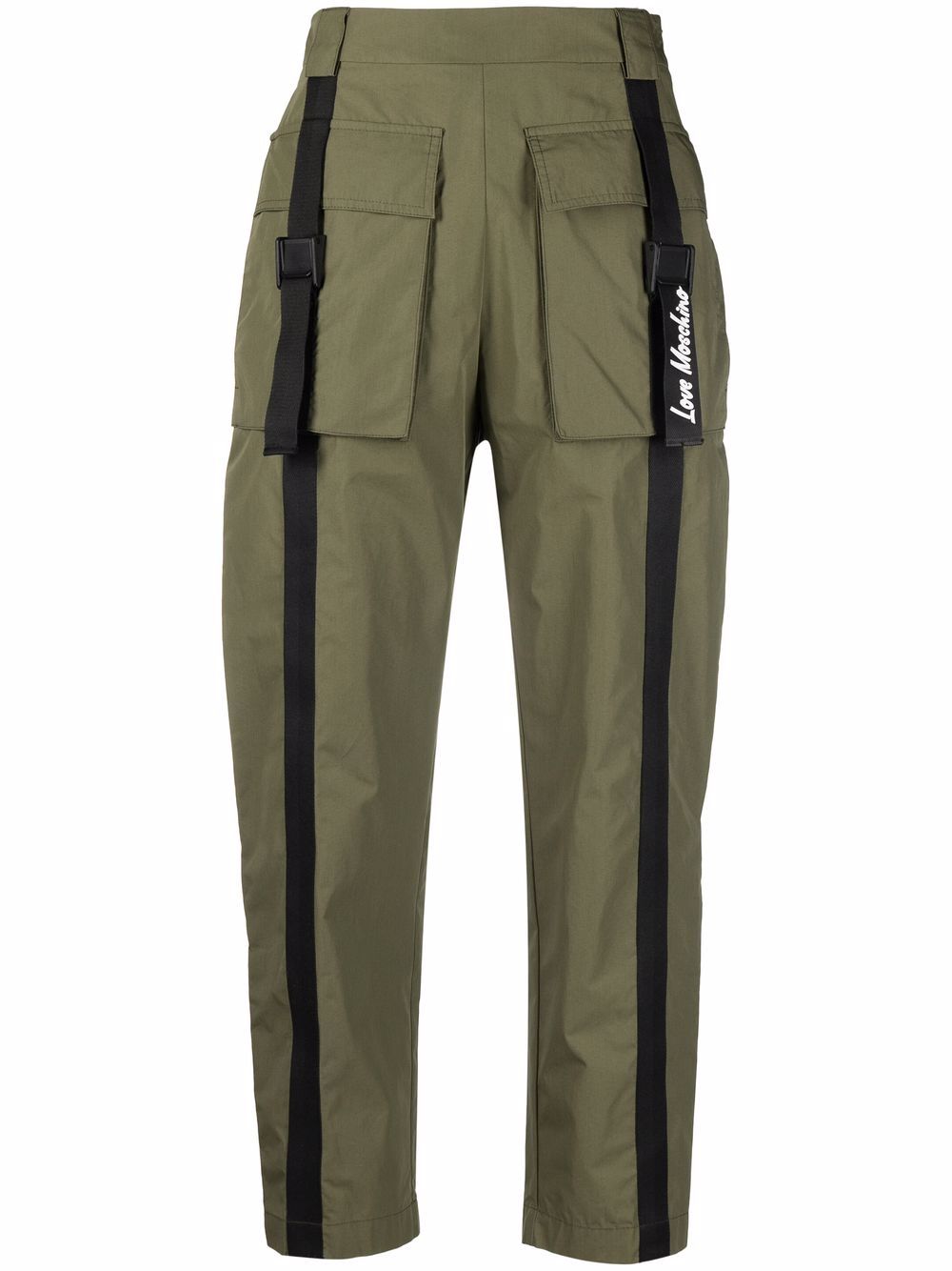 Flap-pockets cotton-blend parachute trousers - Green