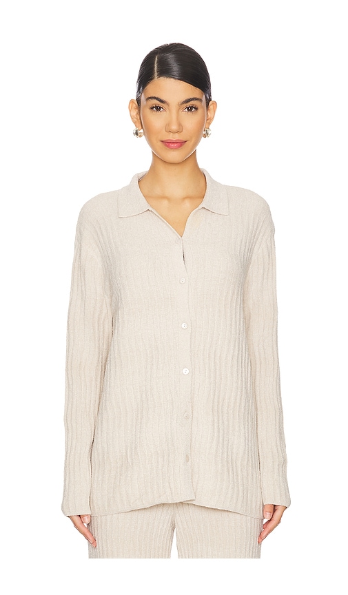 Barefoot Dreams KURZÄRMELIGES OBERTEIL BAREFOOT DREAMS COZYCHIC ULTRA LIGHT WAVE SHIRT in Beige. Größe S. Also in