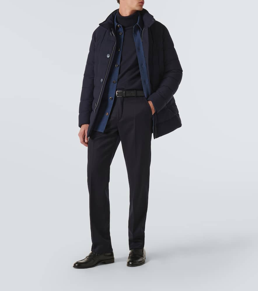 Paneled cashmere-blend down jacket