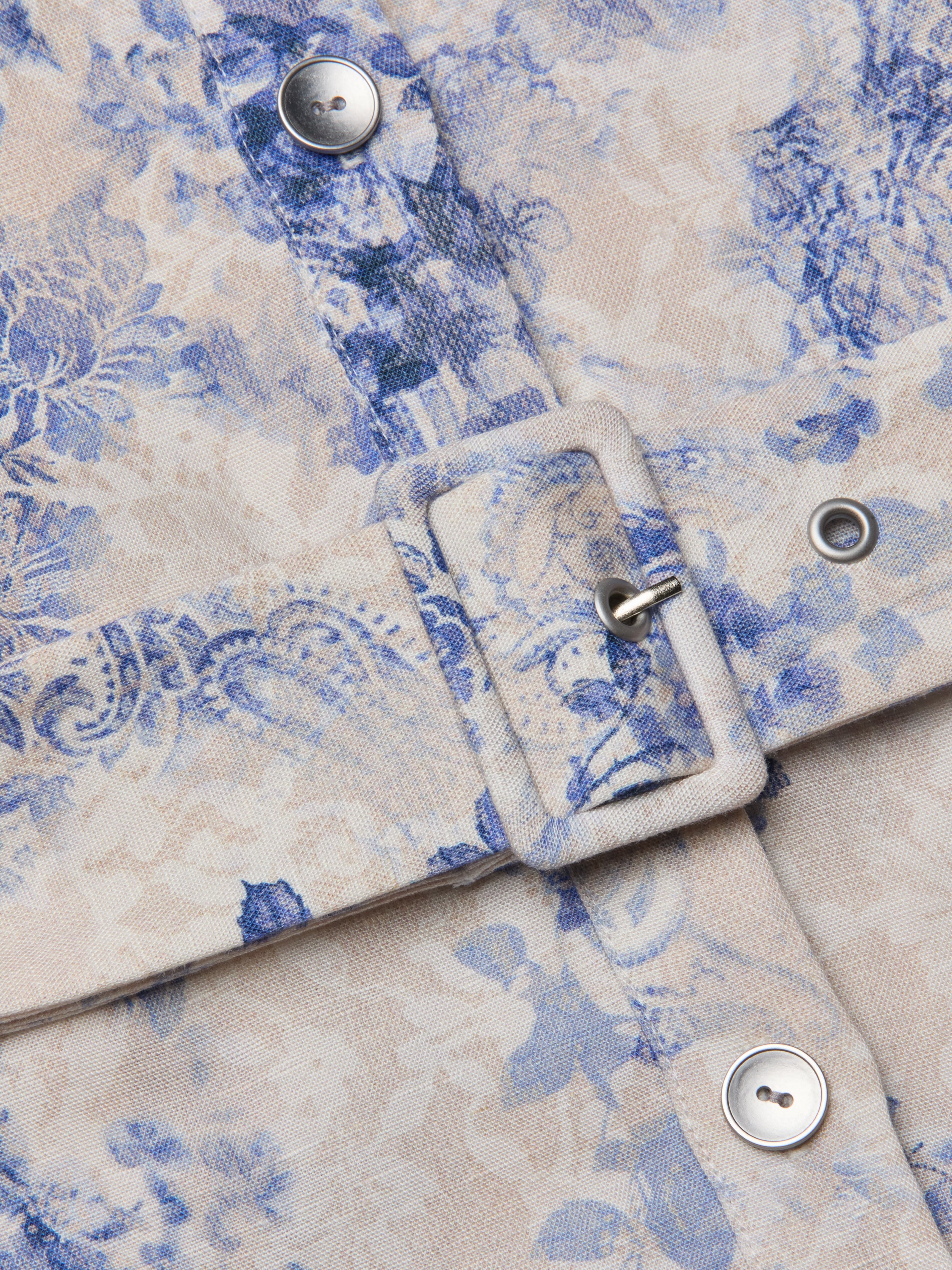 Kiersten Dress In Ivory/blue Watercolor Lace Paisley