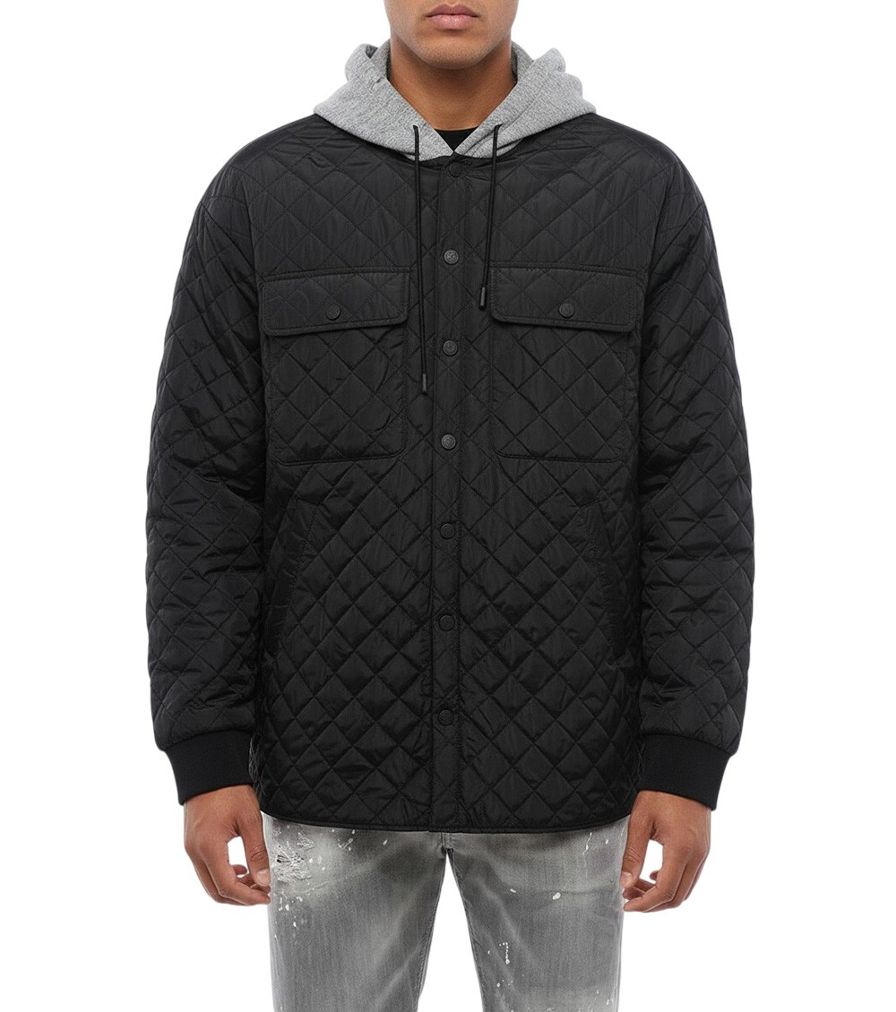 Black Quilted Hood Jacket