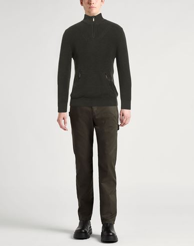 Man Sweater Military green Size 36 Wool