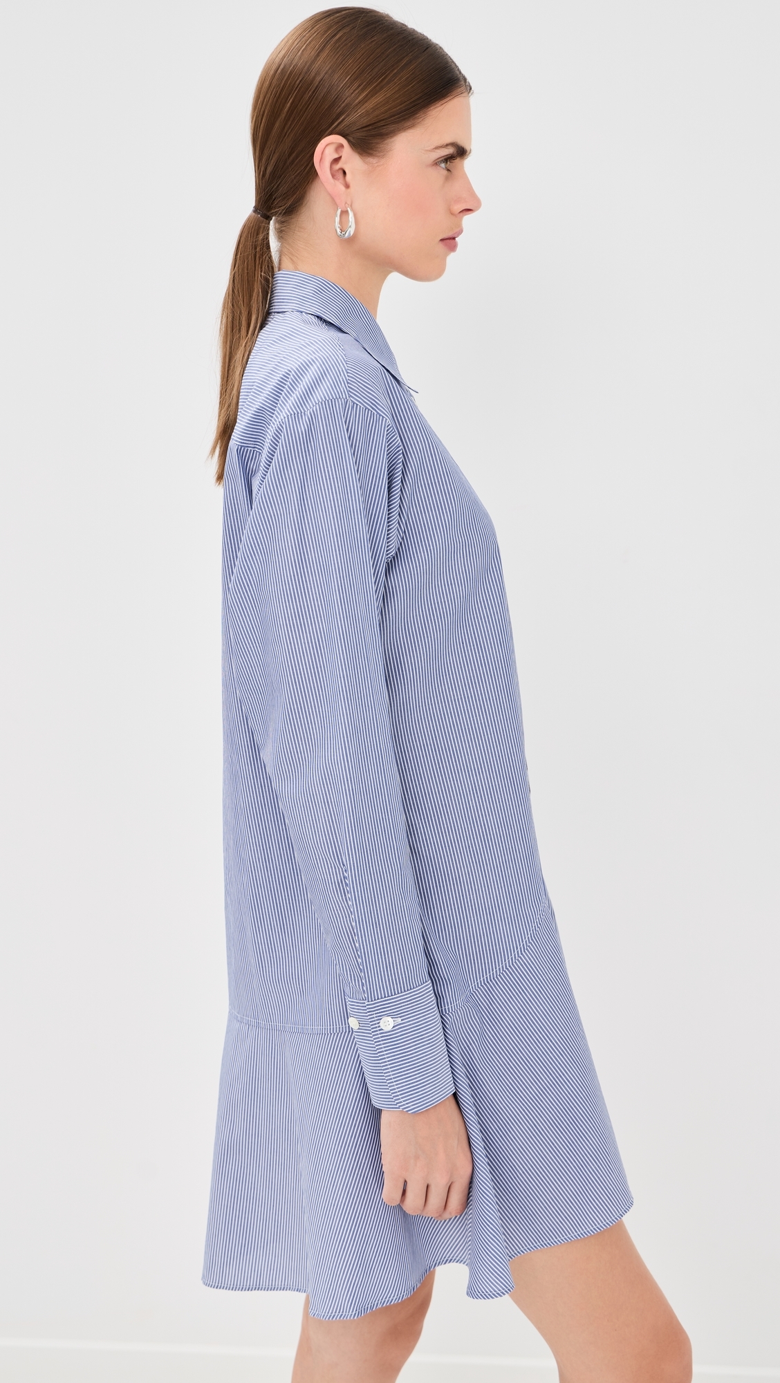 Striped Petal Bottom Shirt Dress Blue Stripe