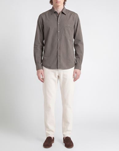 Man Shirt Taupe Size 40 Cotton