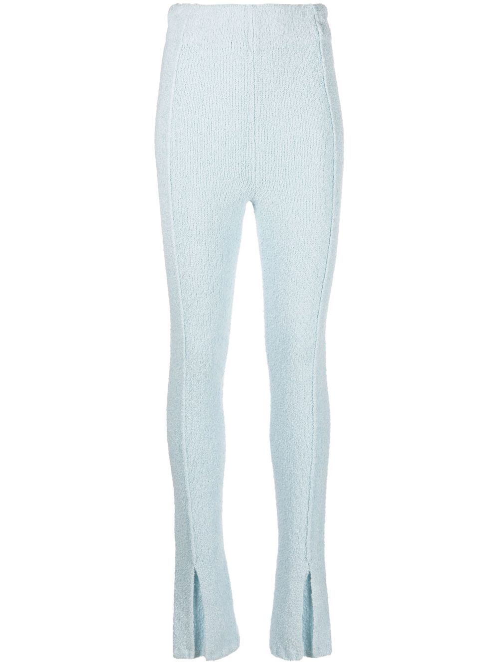 Flared-cuff knitted trousers - Blue
