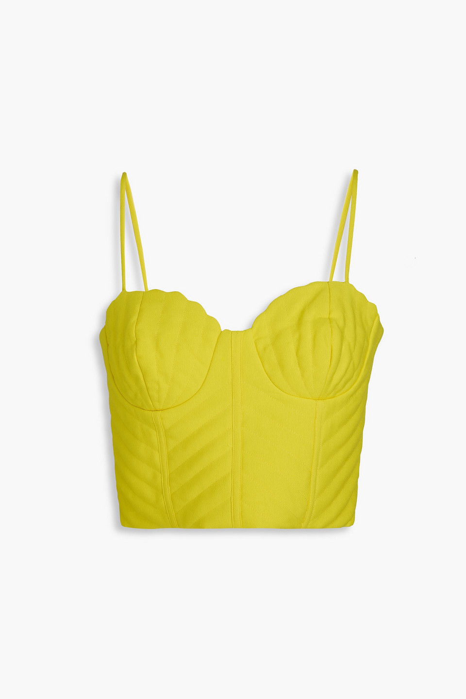 Cropped quilted cotton and Lyocell-blend bustier top