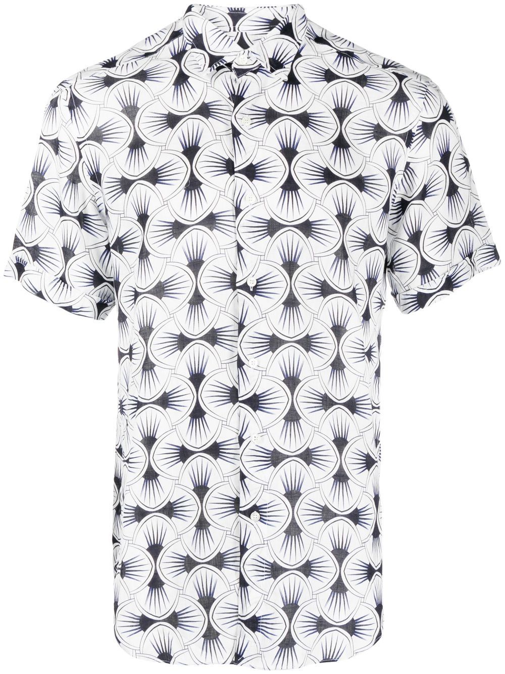 Geometric-print short-sleeve shirt - White