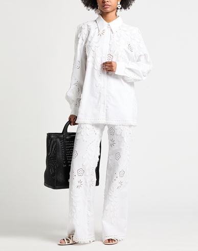 Woman Pants White Size 2 Polyester, Cotton