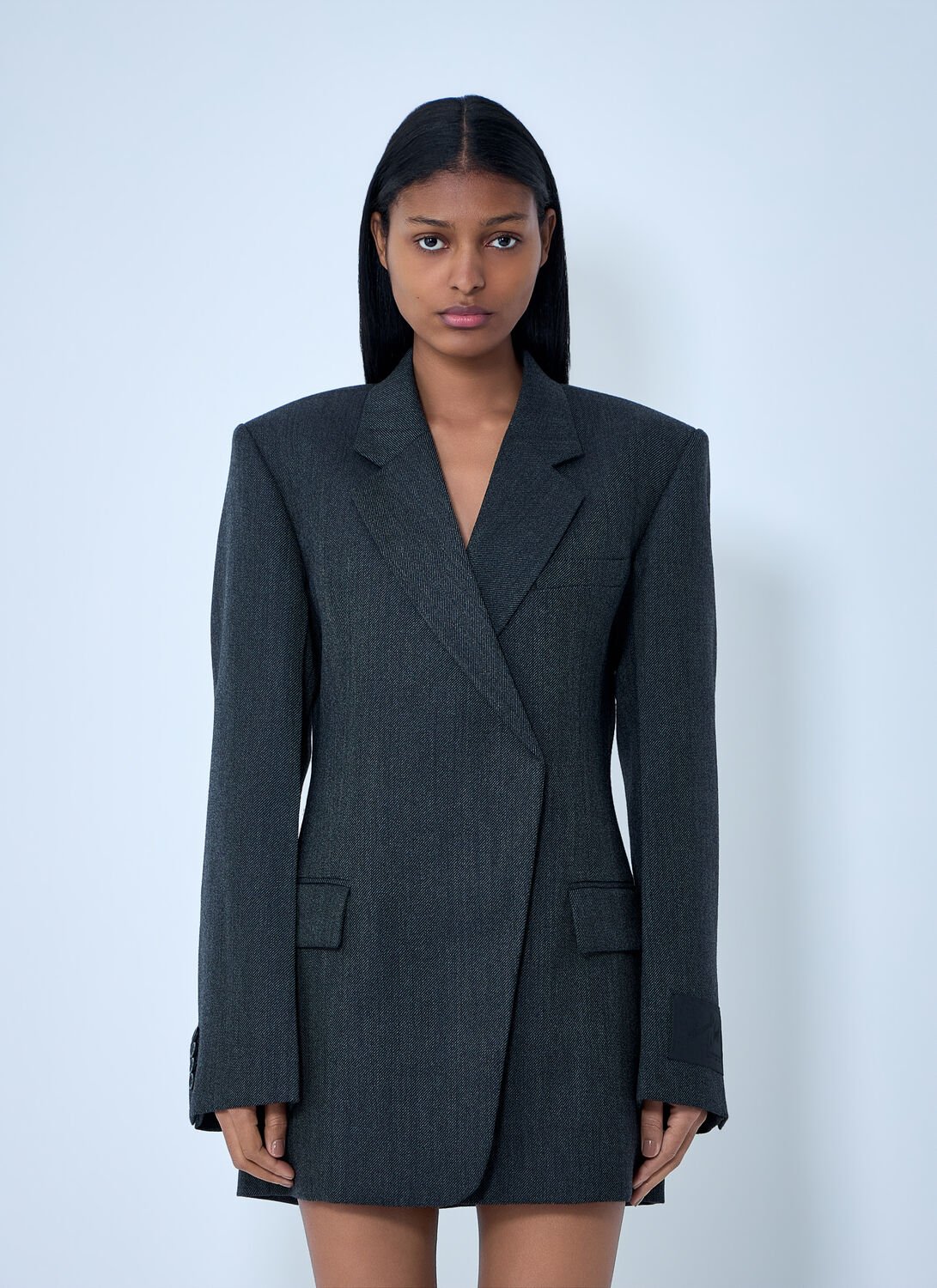 Tailored Wool Blazer Dress - Woman Dresses Black Us
