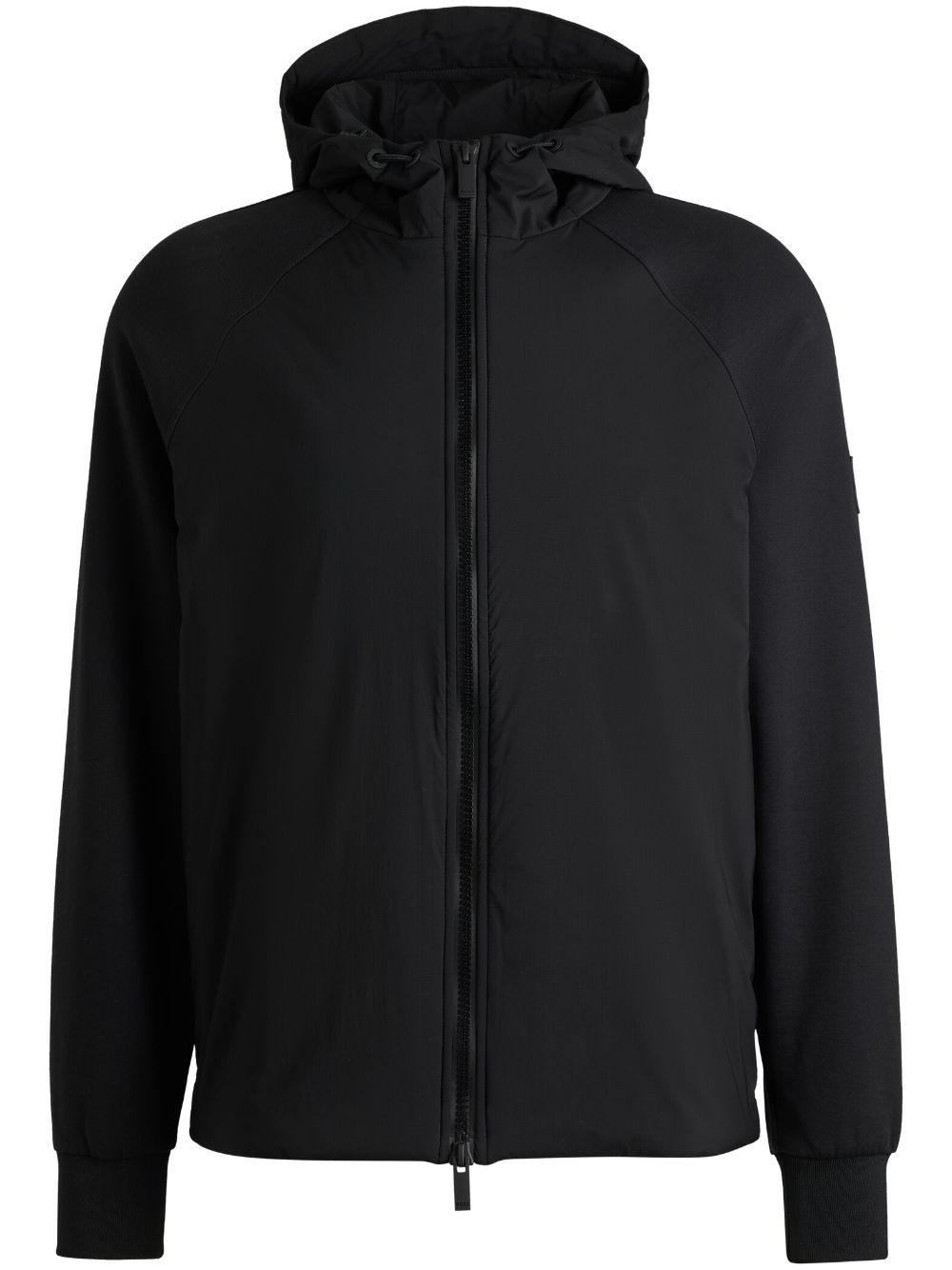 Logo-appliqué hooded jacket - Black