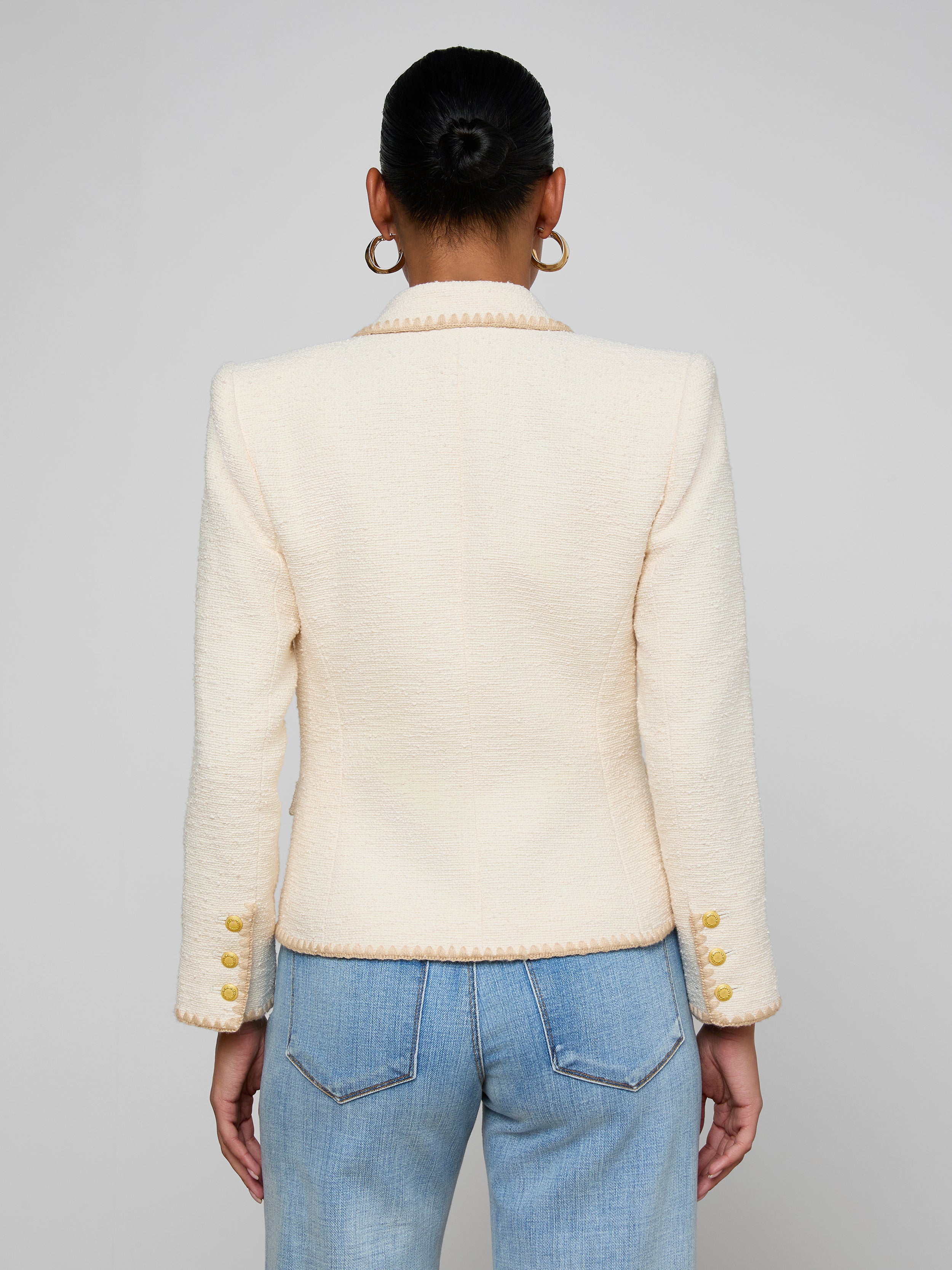 Wylla Tweed Blazer In Ecru/biscuit