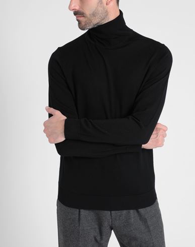 Man Turtleneck Black Size XXL Merino Wool