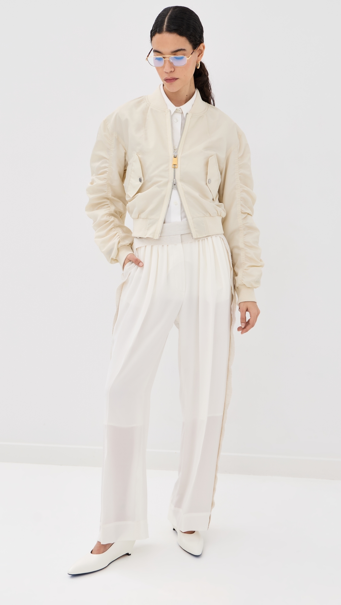 Zip Bomber Jacket Ivory