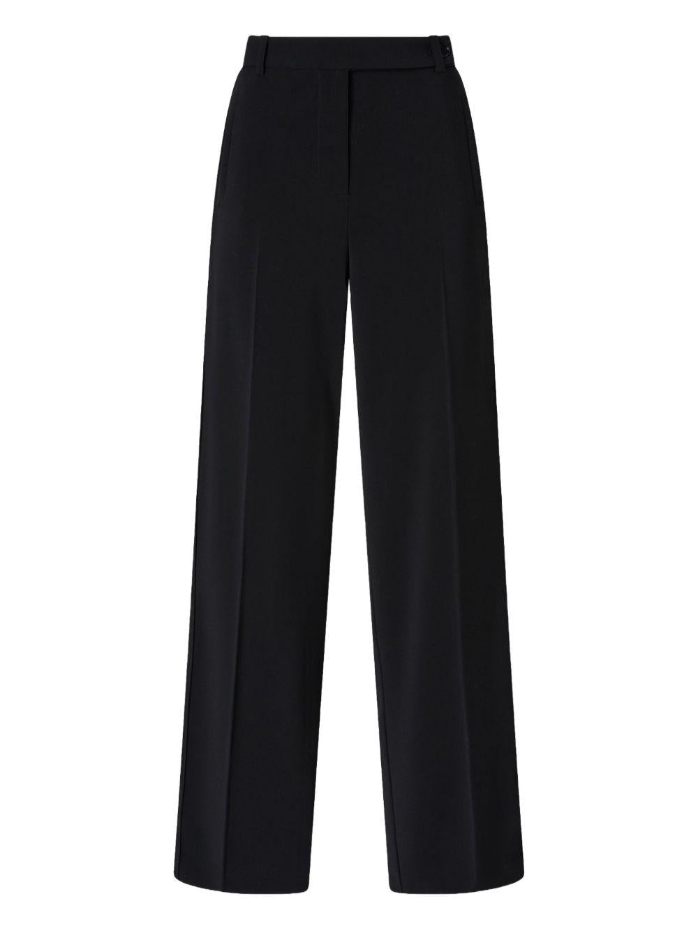 Pleated Straight-Leg Trousers — Black