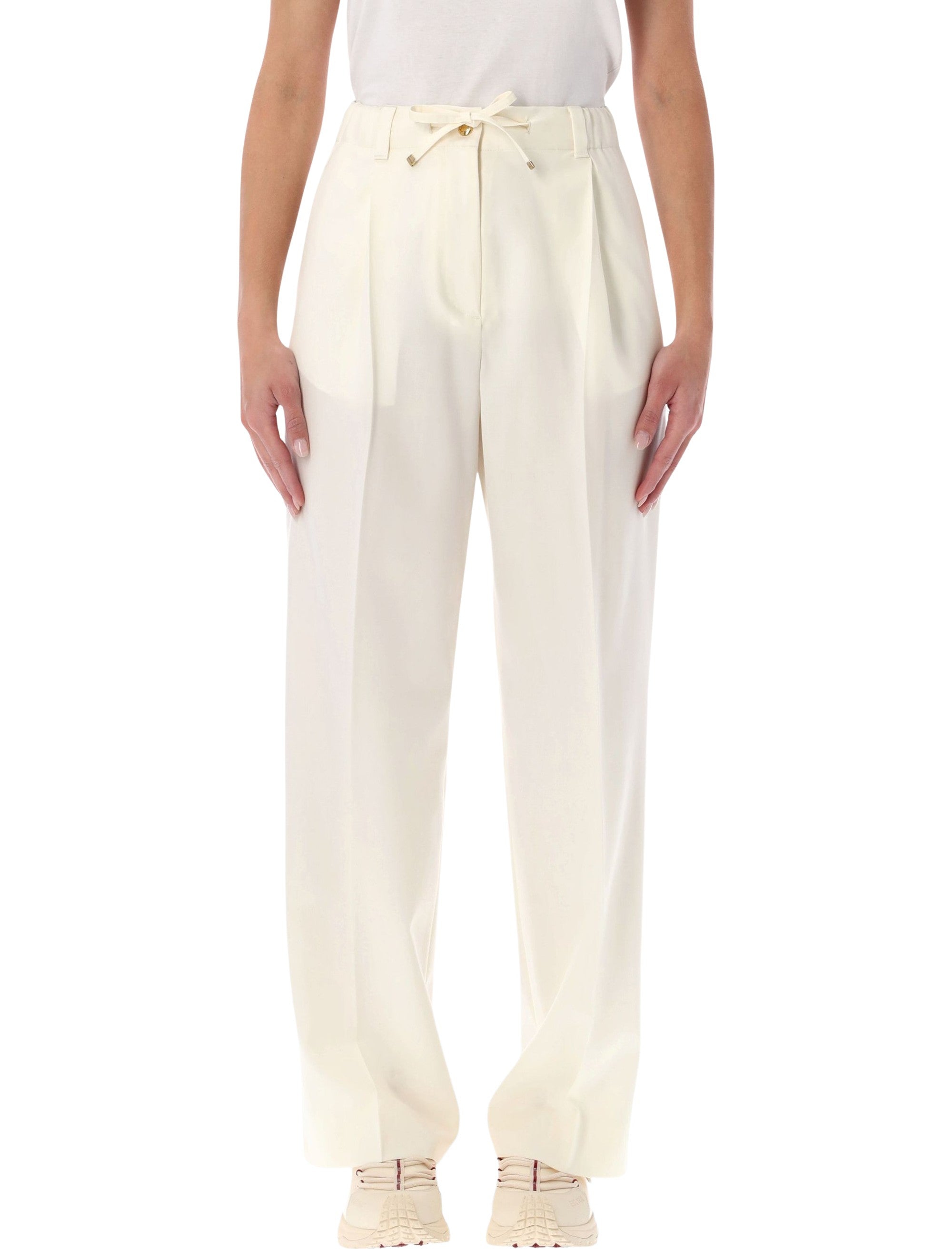 Refined Wool Trousers with Drawstring Waist
