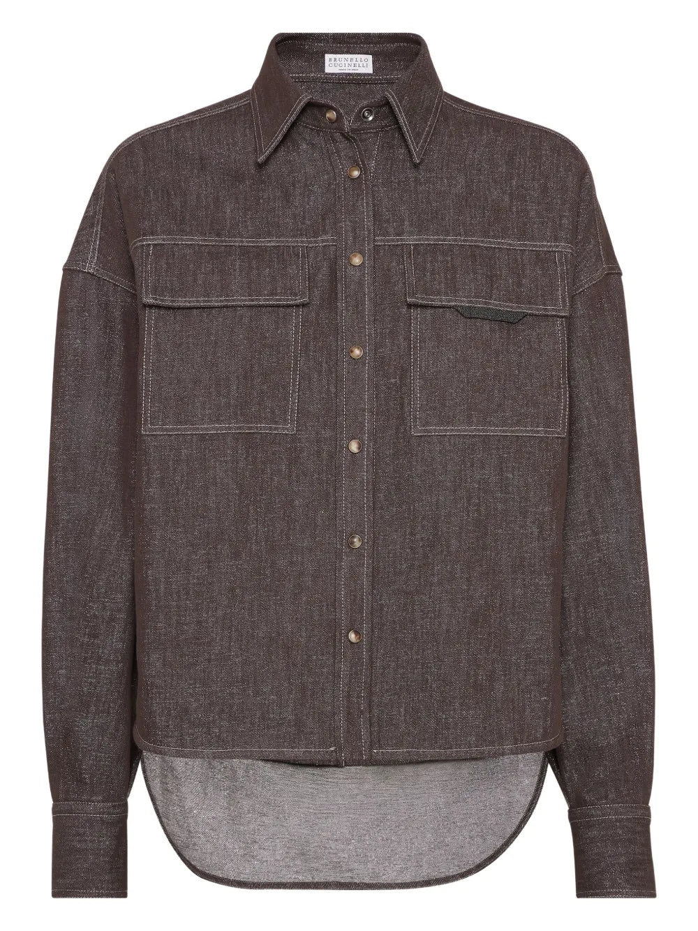 Contrast-Lining Shirt — Brown