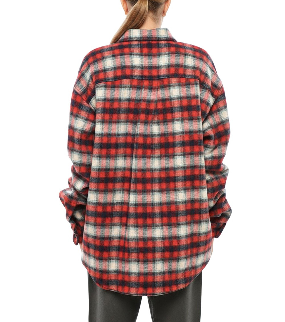 Red Oversized Plaid Shirt