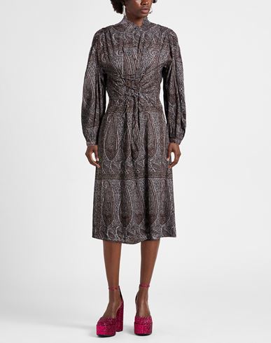 Woman Midi dress Grey Size L Cotton