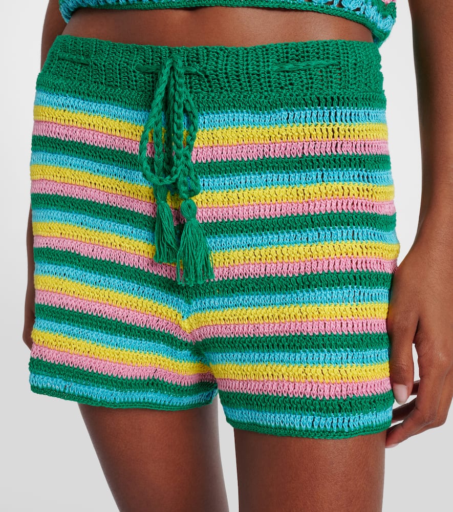 Striped crochet cotton shorts