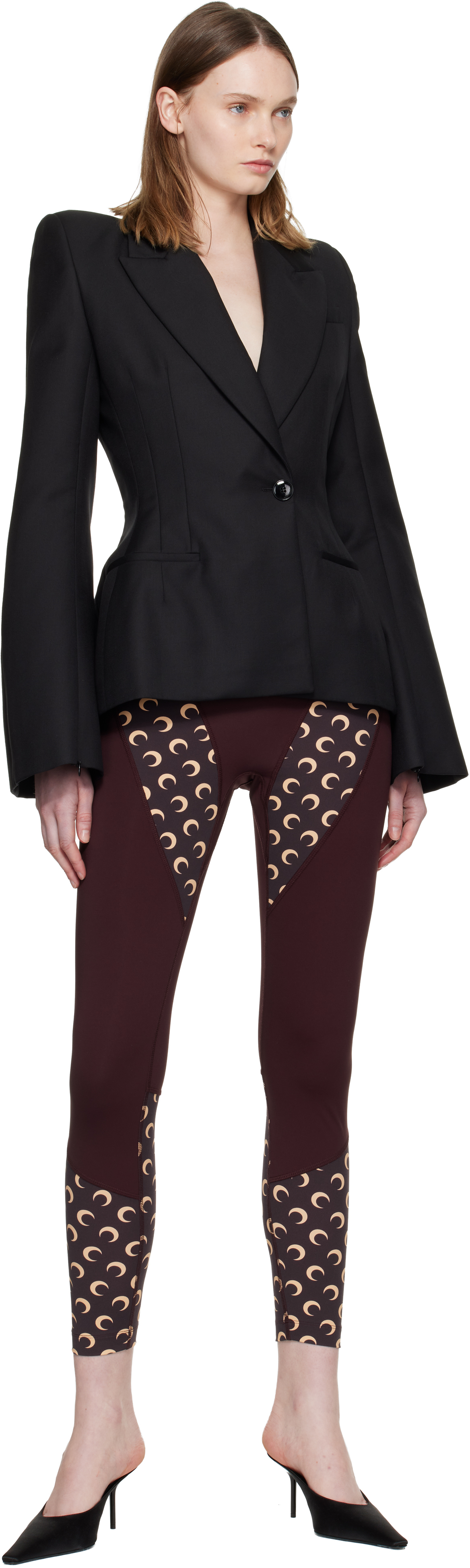 Burgundy Athleisure Moon Insert Leggings
