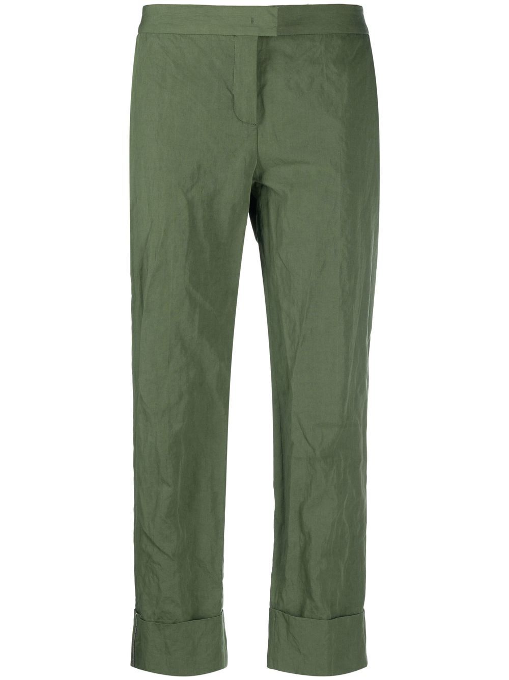 Concealed front-fastening trousers - Green