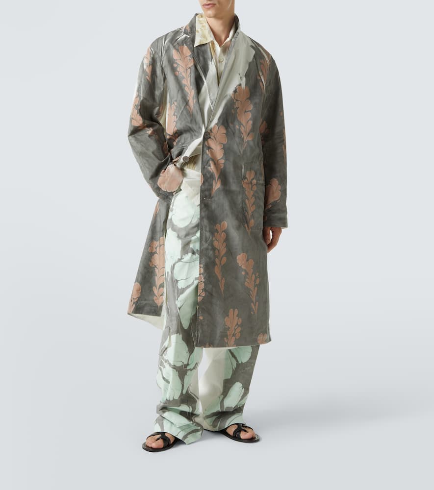 Printed double-breasted cotton coat
